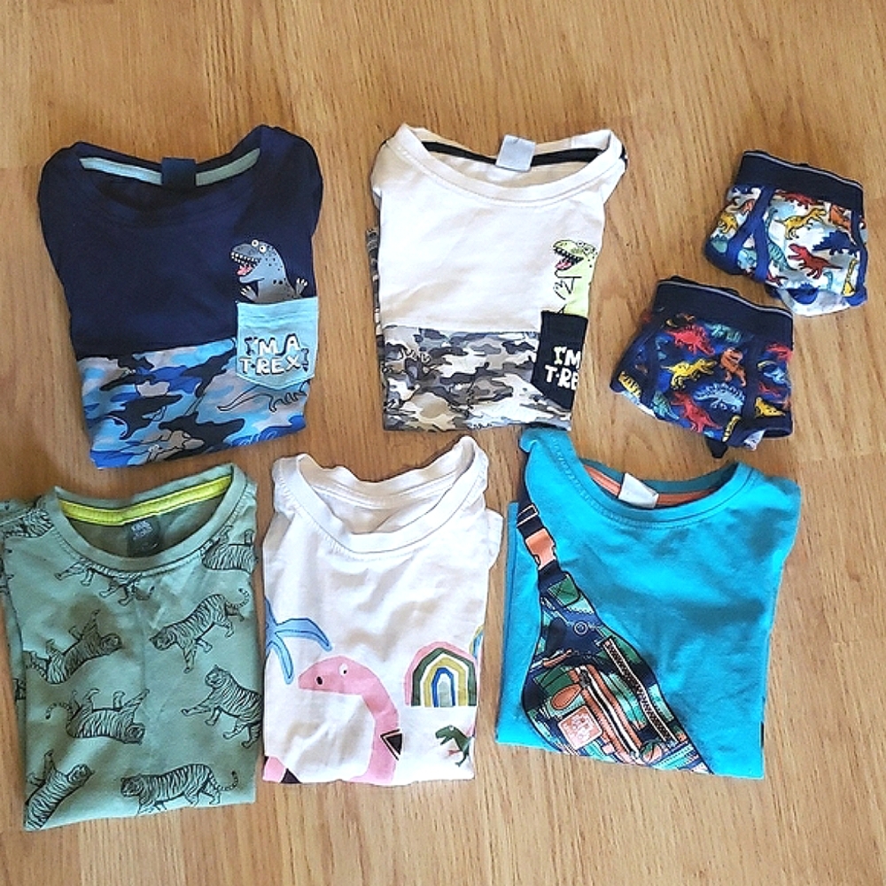 5 European Short sleeves 100% cotton Boy's Dinosaurs Tops Size 3/4